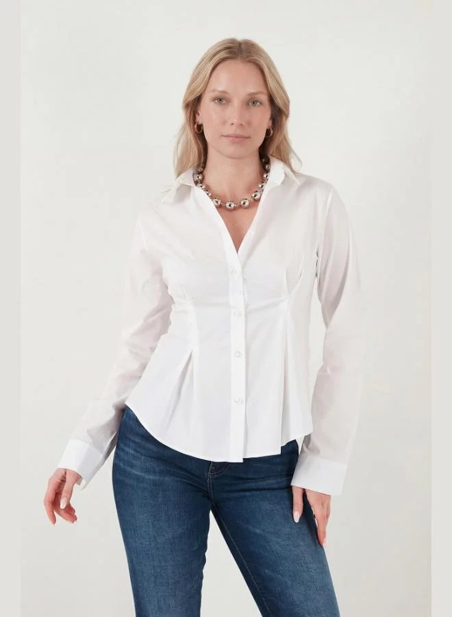 Lela Lela Waist-Cut Pleated Cotton Blend Fitted Shirt Women's SHIRT 6778275