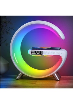 Smart Bluetooth Speaker Wireless Phone Charger LED Light, Multifunctional RGB Night Light and Charging Station, Sounder Alarm Clock for Bedroom Desk Lamp Control with App (White) - pzsku/Z8C52F70791289F9DE881Z/45/_/1692957775/7f1f83fe-4c98-4a55-ab46-e711870e410b