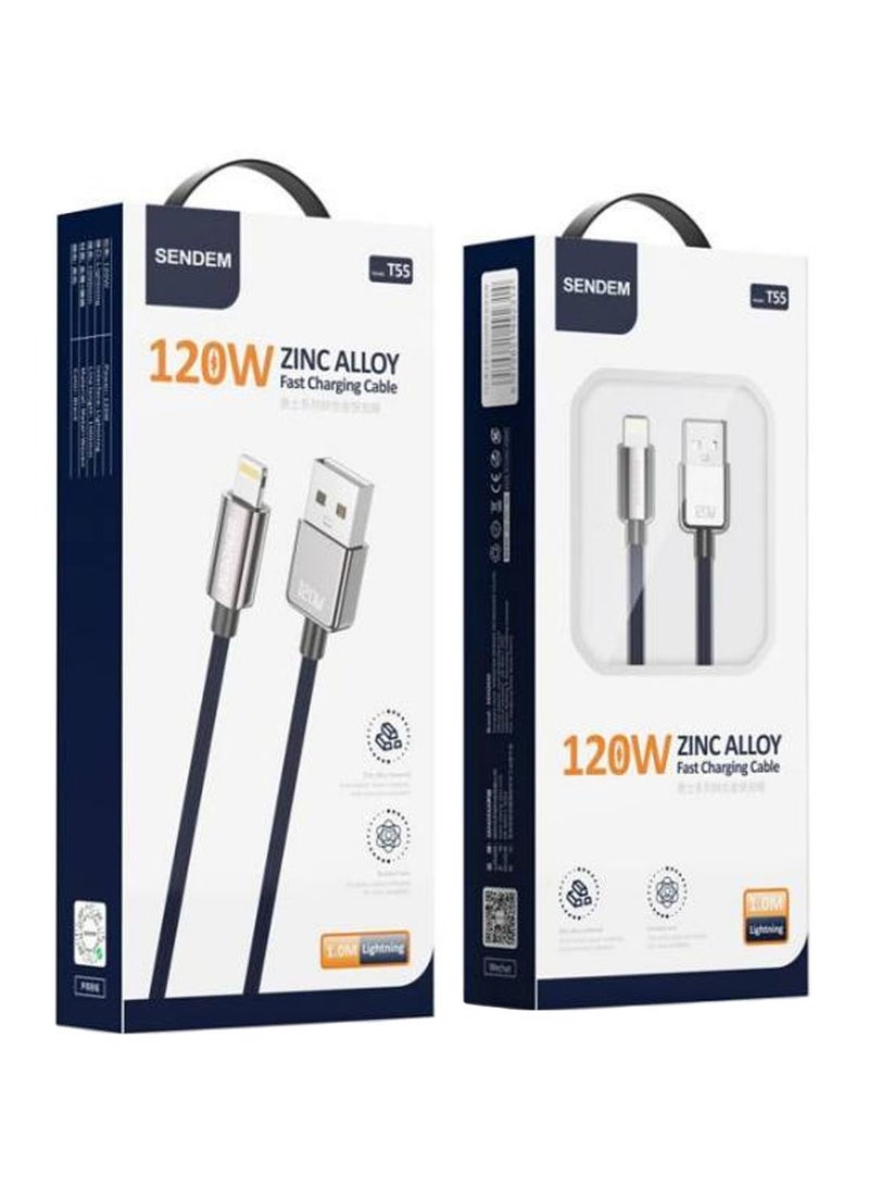 سيندم كابل شحن سريع 120 وات مصنوع من سبائك الزنك وسلك مضفر - Image 2