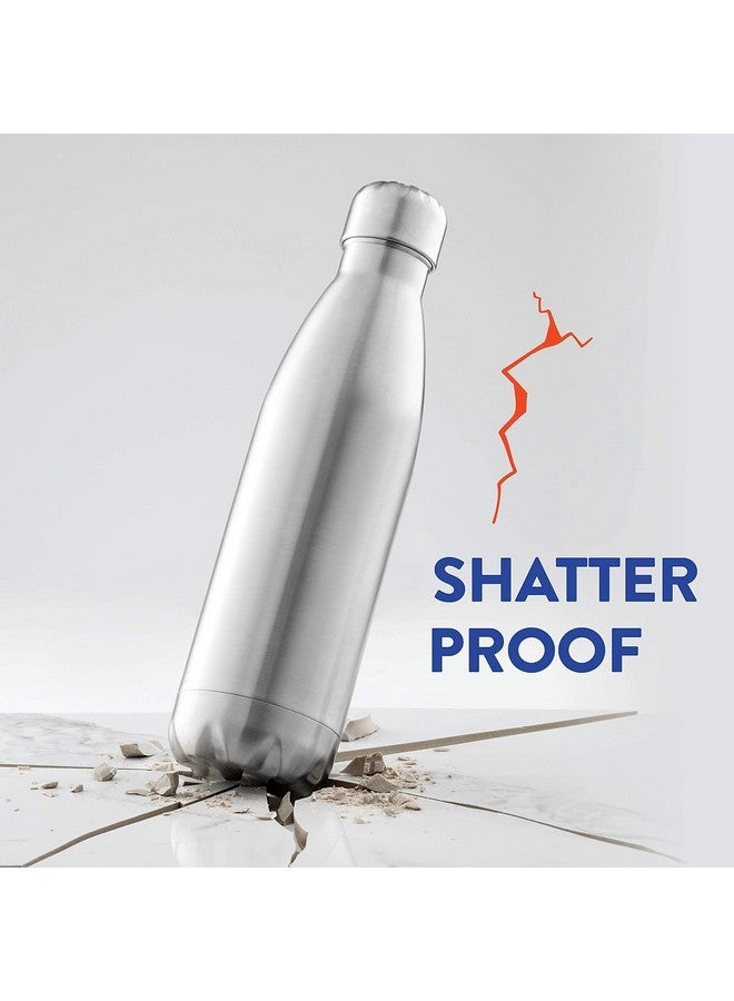 Prokart زجاجة ماء بروكارت من الفولاذ المقاوم للصدأ 1 لتر (1000 مل) | مقاومة للتسرب، متينة ومقاومة للصدأ | زجاجات فولاذية غير سامة وخالية من BPA 1+ لتر | زجاجة حرارية رياضية مميزة (فضي، عبوة من زجاجة واحدة) - Image 5