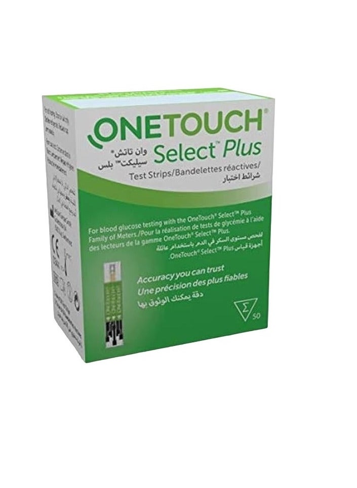 One Touch 50-Piece Select Plus Blood Glucose Testing Stripes - Image 1