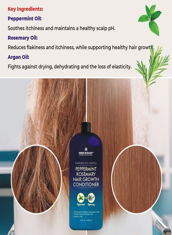 First Botany Peppermint Rosemary Hair Regrowth Conditioner - Anti Hair Loss product, Daily Hydrating, Detoxifying, Volumizing Conditioner and Fights Dandruff For Men and Women 16 fl oz - Image 2