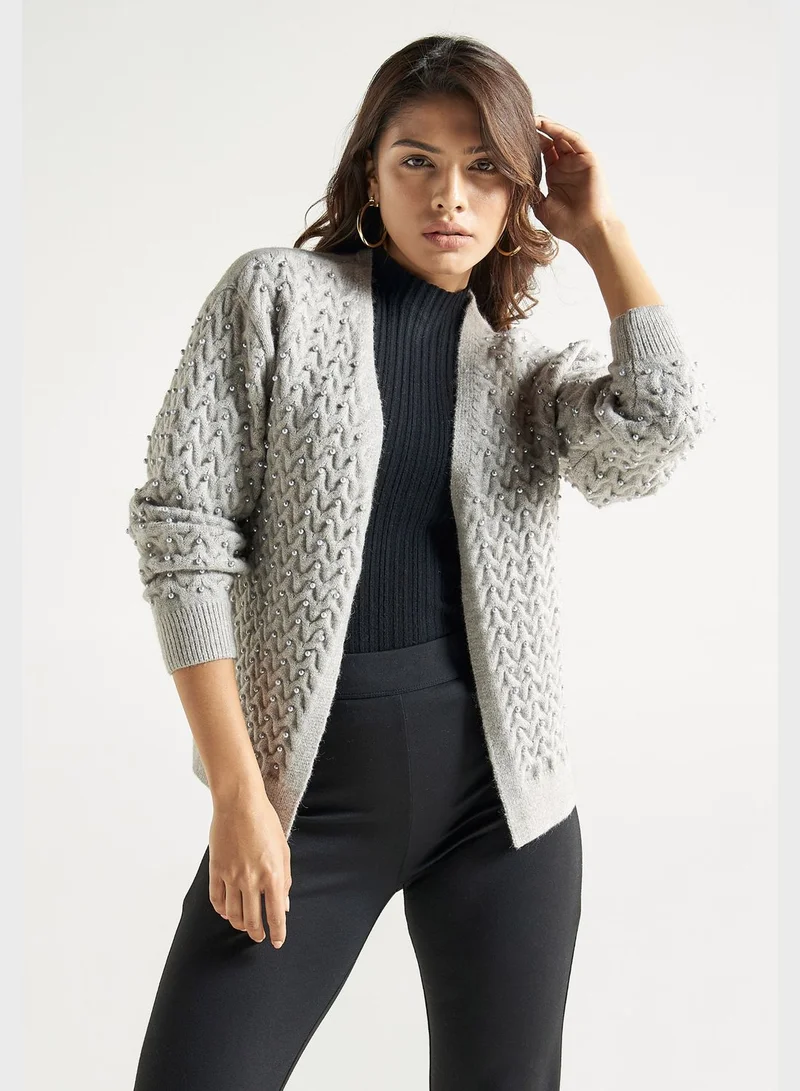 FAV Embellished Ribbed Cardigan