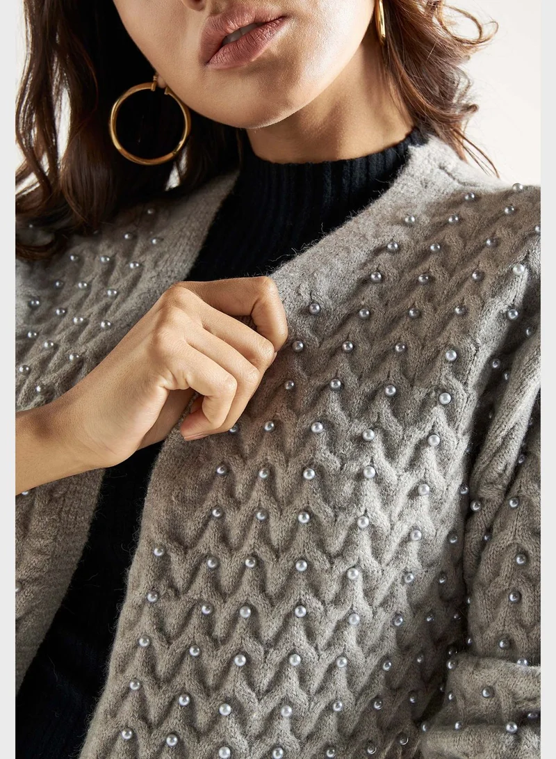 FAV Embellished Ribbed Cardigan