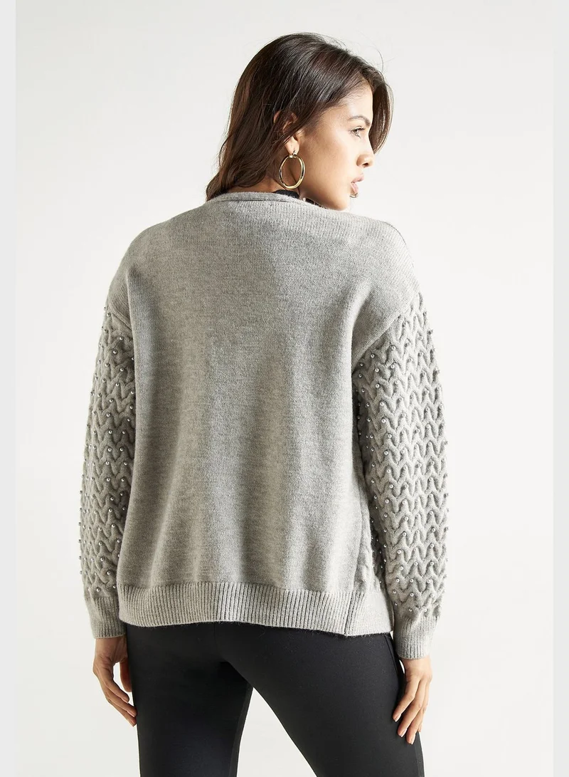 FAV Embellished Ribbed Cardigan