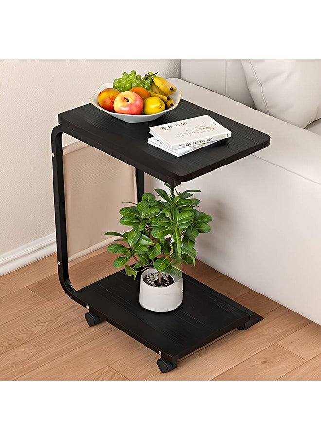 Taimi C-Shaped Side Table with Wheels and Storage Bag, Modern Design Coffee Table, Bedside or Sofa Table For Living Room and Bedroom 45x30x63CM - Black  - Image 5
