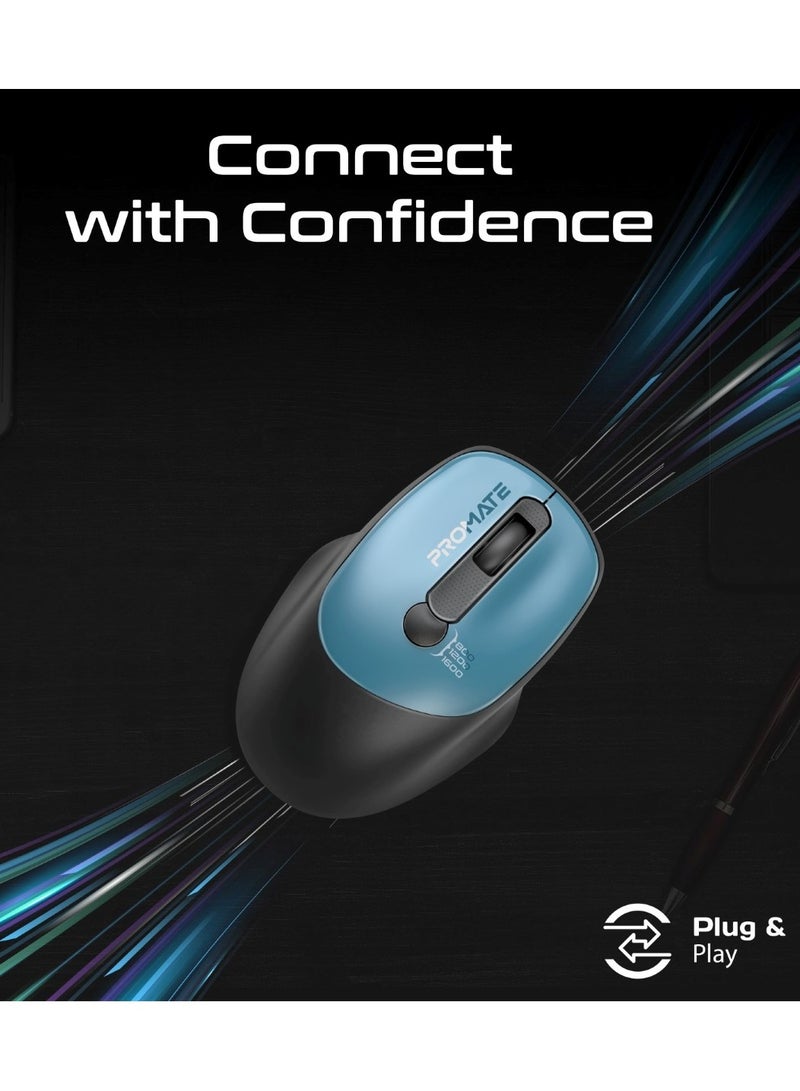 PROMATE Wireless Mouse, EZGrip Ergonomic Ambidextrous 2.4GHz Wireless Mice With Adjustable 1600DPI, 6 Million Keystrokes, Nano USB Receiver, 10M Range And 120-hour Working Time For Laptops, PC, UniGlide Blue - Image 4