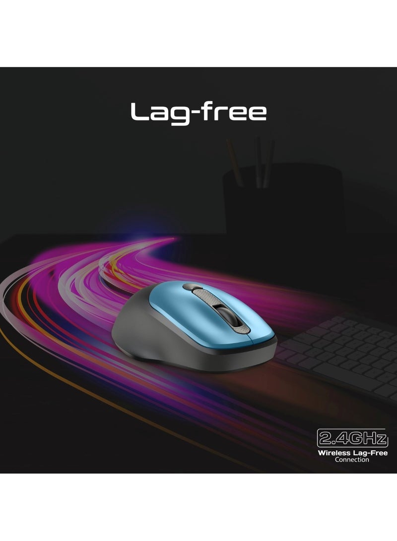 PROMATE Wireless Mouse, EZGrip Ergonomic Ambidextrous 2.4GHz Wireless Mice With Adjustable 1600DPI, 6 Million Keystrokes, Nano USB Receiver, 10M Range And 120-hour Working Time For Laptops, PC, UniGlide Blue - Image 5