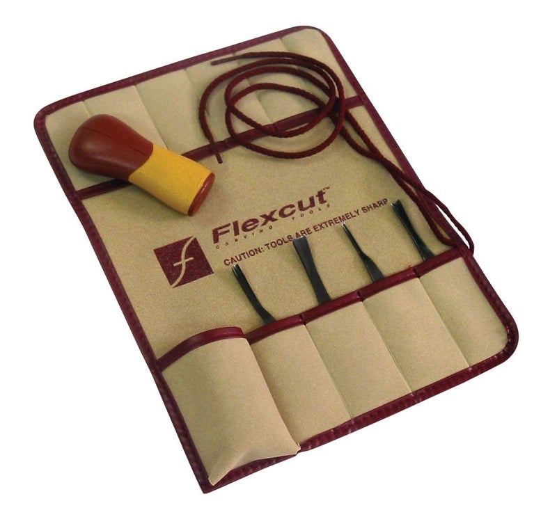 FLEXCUT مجموعة أدوات نحت الخشب FLEXCUT من 6 قطع مع رؤوس كشط قابلة للتبديل SK121، مصنوعة في الولايات المتحدة الأمريكية - Image 3