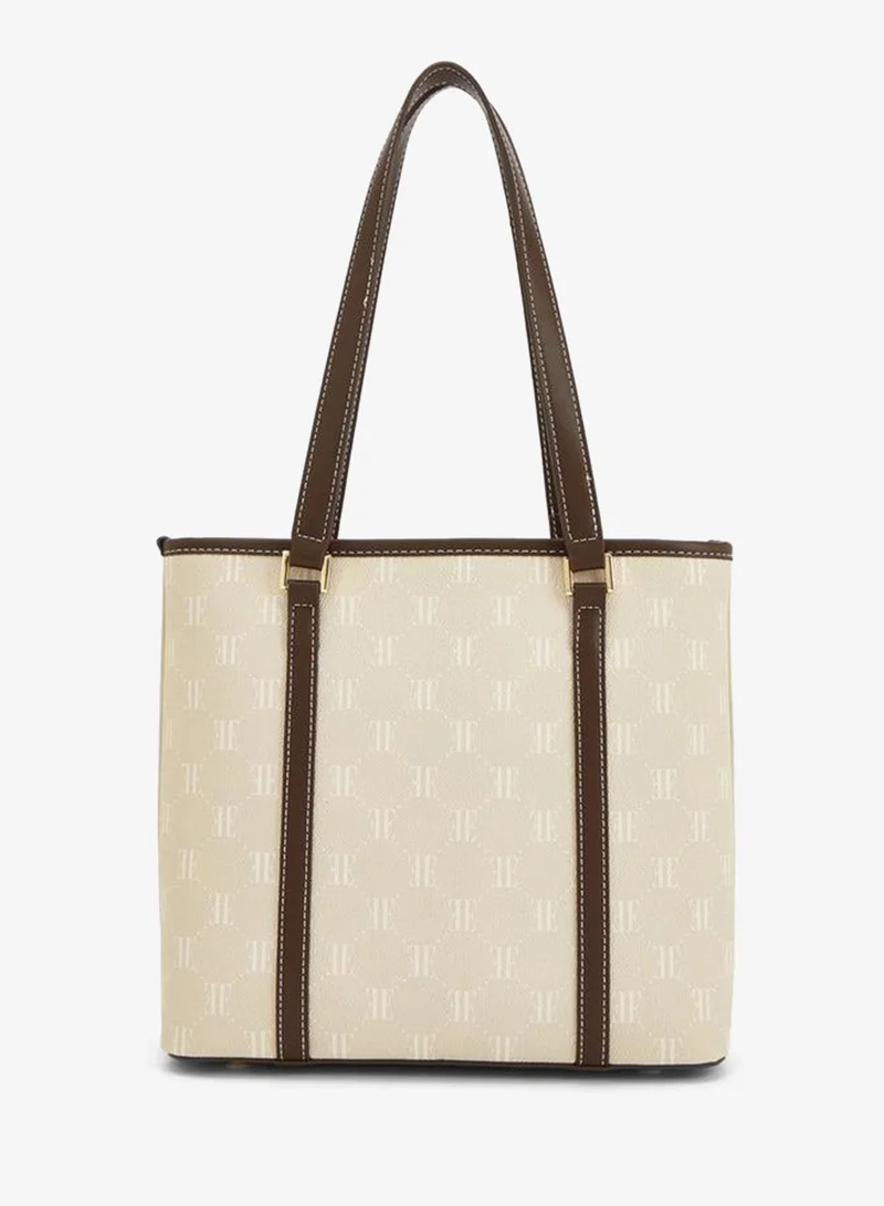 ايل Monogram Print Tote Bag With Zip Closure