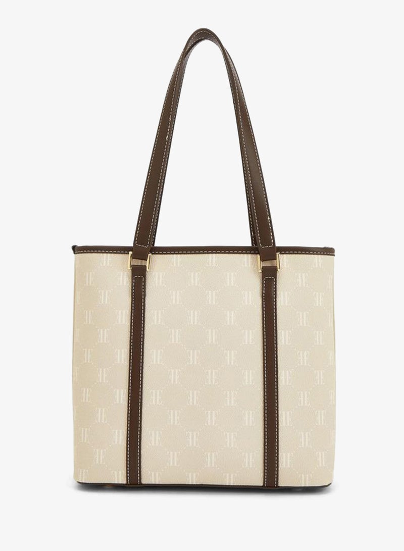 ELLE Monogram Print Tote Bag With Zip Closure - Image 2