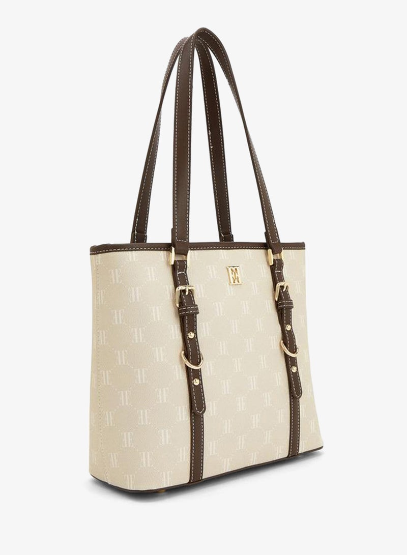 ELLE Monogram Print Tote Bag With Zip Closure - Image 3