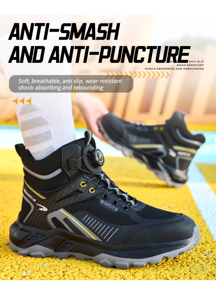 Men's steel-toe safety shoes, lightweight and comfortable, puncture-proof and slip-resistant, wear-resistant and durable, comfortable for long periods of standing, lightweight and breathable, work shoes that can also be worn as fashionable athletic shoes. - Image 1