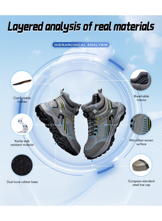 Men's steel-toe safety shoes, lightweight and comfortable, puncture-proof and slip-resistant, wear-resistant and durable, comfortable for long periods of standing, lightweight and breathable, work shoes that can also be worn as fashionable athletic shoes. - Image 3