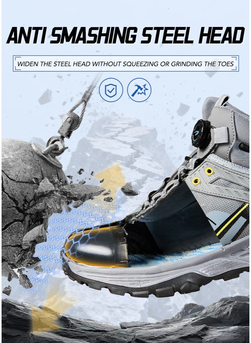 Men's steel-toe safety shoes, lightweight and comfortable, puncture-proof and slip-resistant, wear-resistant and durable, comfortable for long periods of standing, lightweight and breathable, work shoes that can also be worn as fashionable athletic shoes. - Image 5