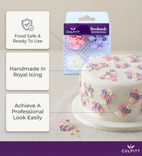Culpitt Mini Flowers Assorted Sugar Pipings 6mm and 10mm Sugar Paste Flowers with Royal Icing Centre Decoration for Cupcakes and Cakes Pack of 100 Pink 06219 - Image 3
