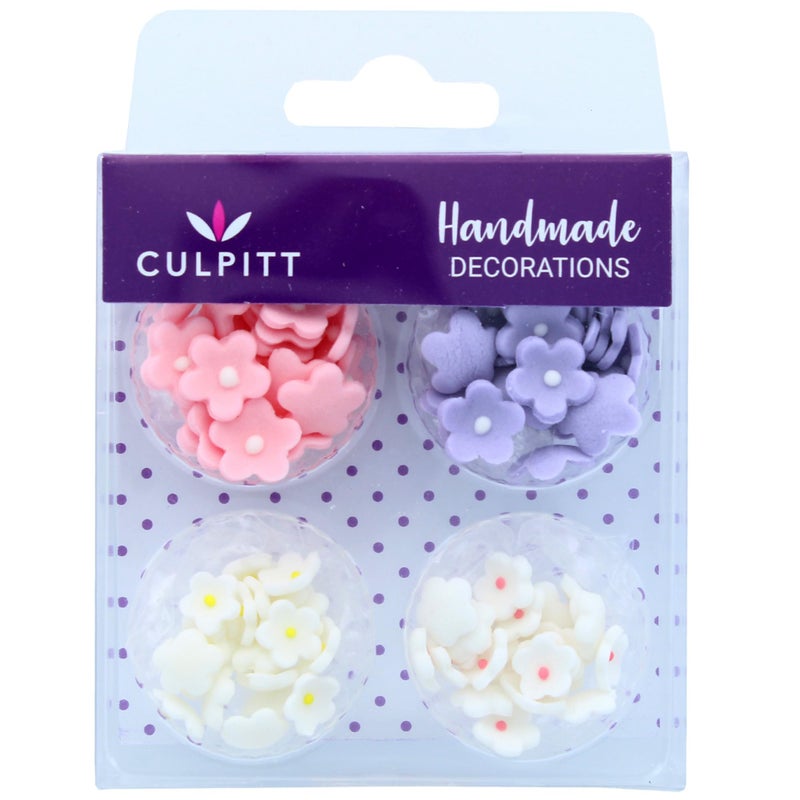 Culpitt Mini Flowers Assorted Sugar Pipings 6mm and 10mm Sugar Paste Flowers with Royal Icing Centre Decoration for Cupcakes and Cakes Pack of 100 Pink 06219 - Image 2