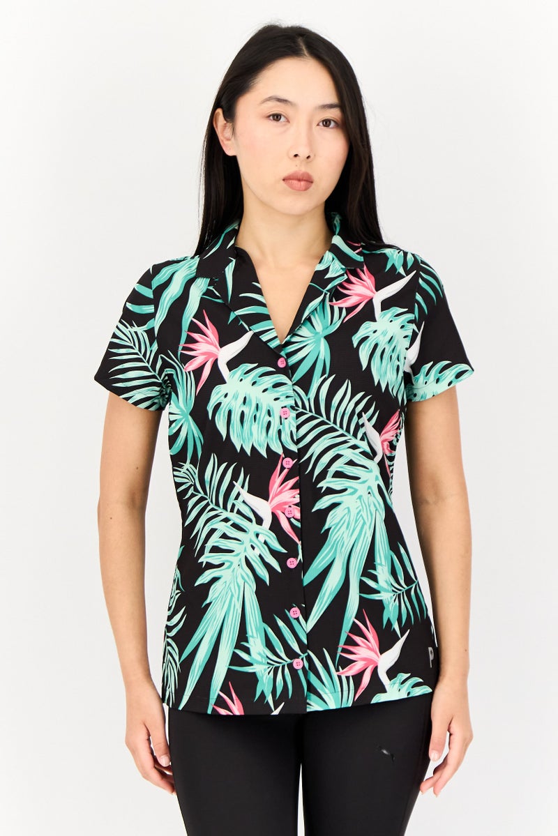 PUMA Women Sportswear Fit Short Sleeve Outdoor Camp Shirt, Multicolor - Image 1