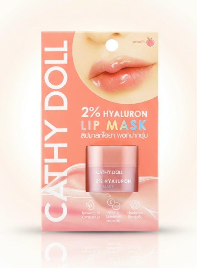 Cathy Doll Peach Lip Mask 2 Percent Hyaluronic Acid Deep Moisturizing Plumping Treatment for Dry Cracked Lips 4.5 g Lip Care Hydrating Overnight Balm - Image 1