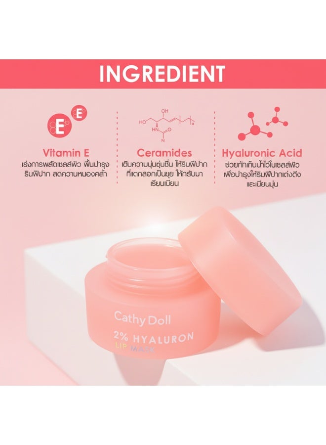 Cathy Doll Peach Lip Mask 2 Percent Hyaluronic Acid Deep Moisturizing Plumping Treatment for Dry Cracked Lips 4.5 g Lip Care Hydrating Overnight Balm - Image 4