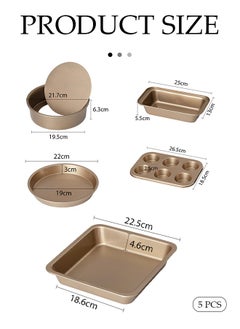 DUNISO 5 Pieces Of Bakeware Set, Non Stick Baking Mold Set, Carbon Steel Cake Mold Set, Kitchen Baking Tools，With Pizza Tray, Round, Square Baking Tray, Cake Mold Plate, Suitable For Novice Bakers  - Image 3