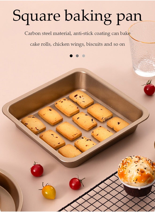 DUNISO - 5 Pieces Of Bakeware Set, Non Stick Baking Mold Set, Carbon Steel Cake Mold Set, Kitchen Baking Tools，With Pizza Tray, Round, Square Baking Tray, Cake Mold Plate, Suitable For Novice Bakers - Image 1