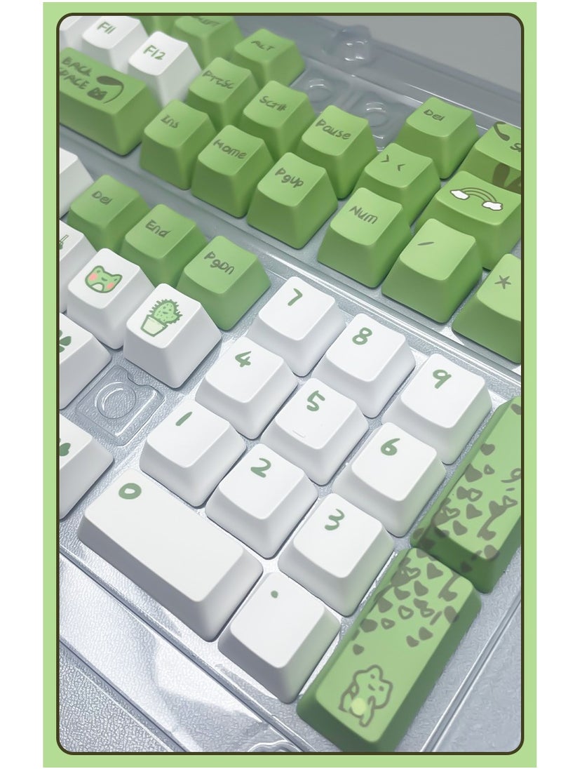 Flash Hawk - PBT Arabic Keyboard Caps, Sublimation Mixed Color Theme Keycaps Adapts to 61/62/64/68/84/87/104/108/980 Keys Keyboard Green White - Image 1