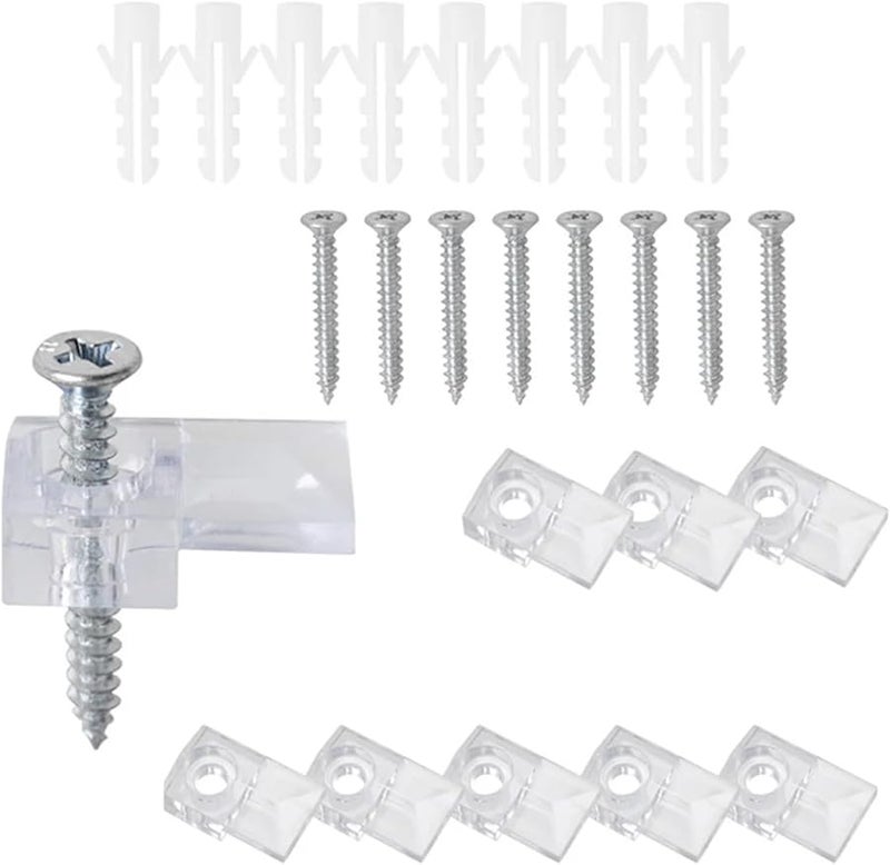 Mirror Hanging Kit 50 Sets Heavy Duty Wall Mount Clips Glass Retainer Holder - Image 1