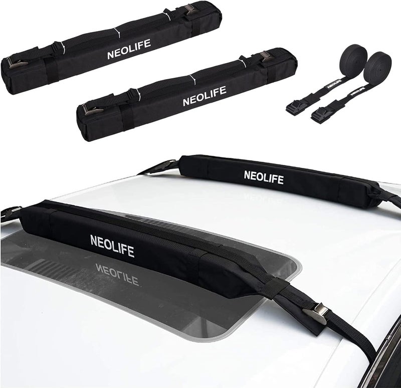 WONITAGO Soft Roof Rack Pads with Single Wrap-Rax Straps and Storage Bag, Universal Car Roof Rack for Surfboard, Kayak, SUP Paddleboard, Canoe, 28" (Pair) - Image 1