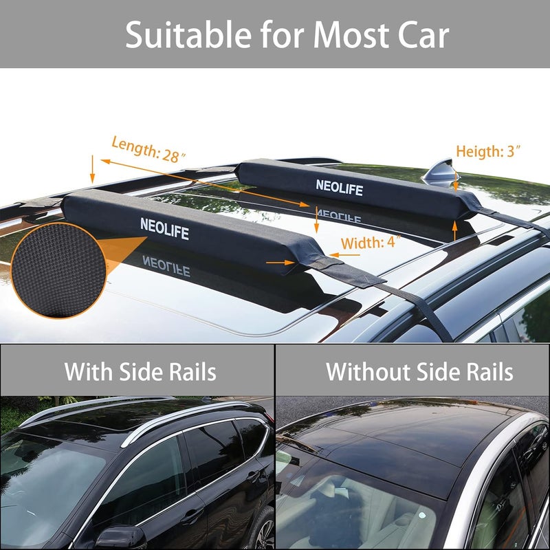 WONITAGO Soft Roof Rack Pads with Single Wrap-Rax Straps and Storage Bag, Universal Car Roof Rack for Surfboard, Kayak, SUP Paddleboard, Canoe, 28" (Pair) - Image 2