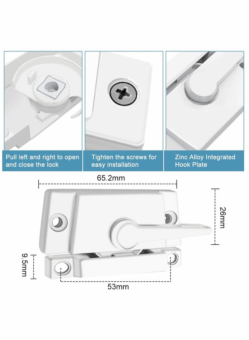 KASTWAVE Sliding Window Sash Locks, KASTWAVE White 2 Pack Cam Sash Locks for Double Hung Window Latch Lock Security Vinyl Window Sash Lock and Keeper Replacement Vertical and Horizontal Sliding Windows - Image 4