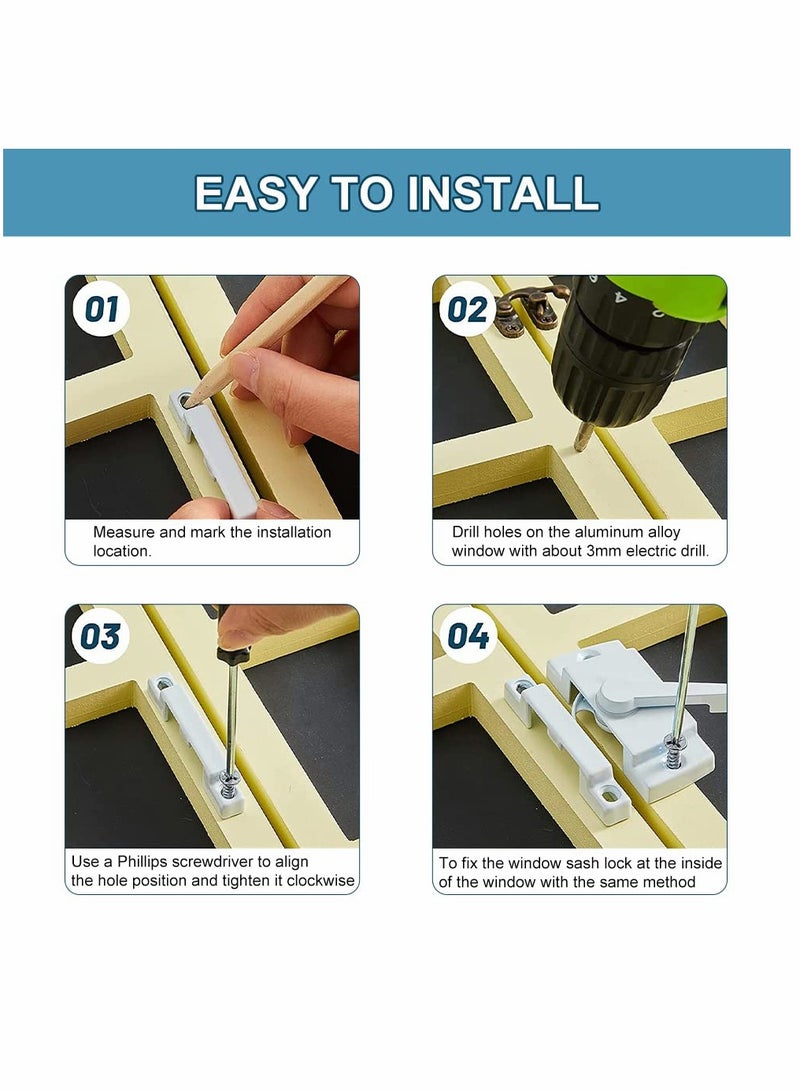 KASTWAVE Sliding Window Sash Locks, KASTWAVE White 2 Pack Cam Sash Locks for Double Hung Window Latch Lock Security Vinyl Window Sash Lock and Keeper Replacement Vertical and Horizontal Sliding Windows - Image 5