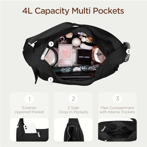 Babysun Mini Shoulder Bag Women Nylon Crescent Bag 4L Underarm Shoulder Purse Women's Shoulder Handbags Small Tote Bag Black - Image 4
