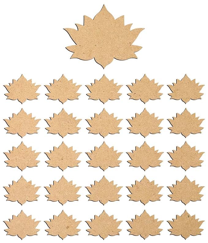 Huns Kitchen & Interior Huns Kitchen and Interior Wooden Cutouts for Scrapbooking Arts Crafts DIY Decoration Pack of 25 Lotus Cutouts 55mm Thick for Craft Project2x6 3X3  - Image 1