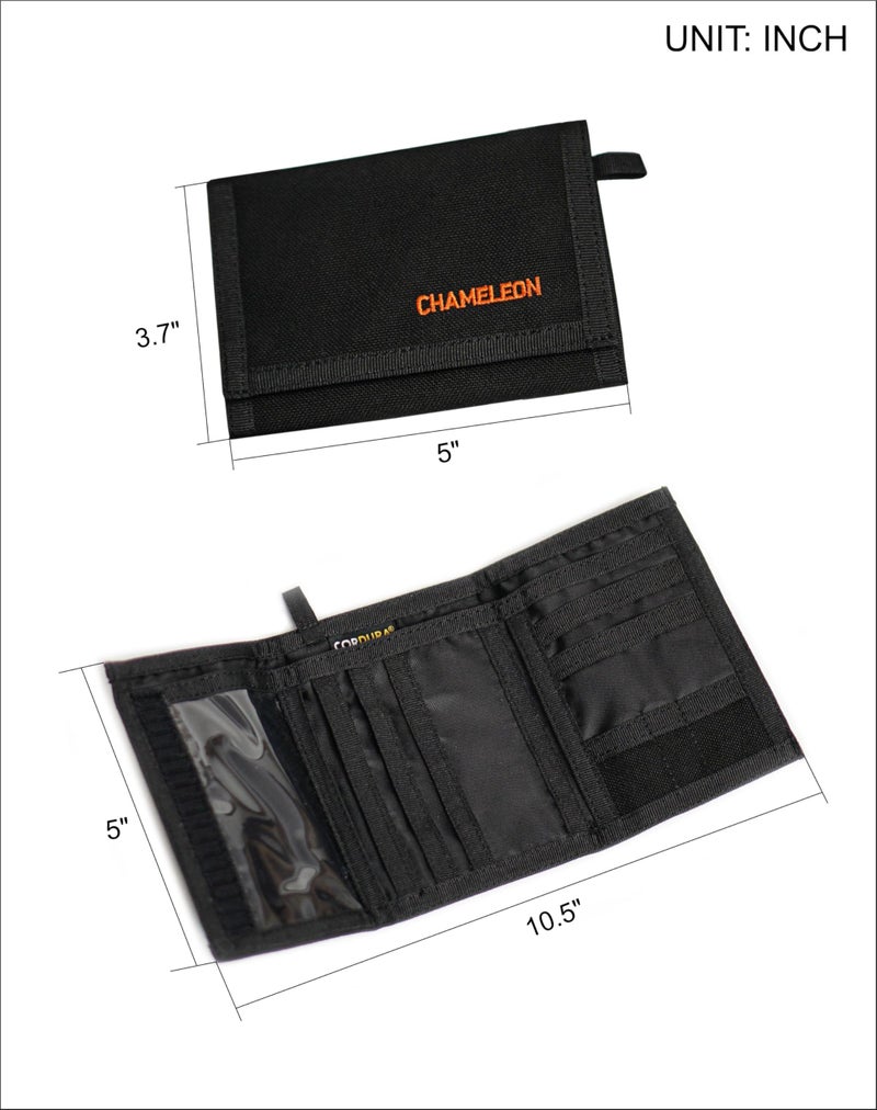 Chameleon Trifold Mens Nylon Wallet-Military Tactical Men Wallets- ID Card Holder - Canvas Thin Front Pocket Travel Wallet-Coin Zipper Pocket - Image 5