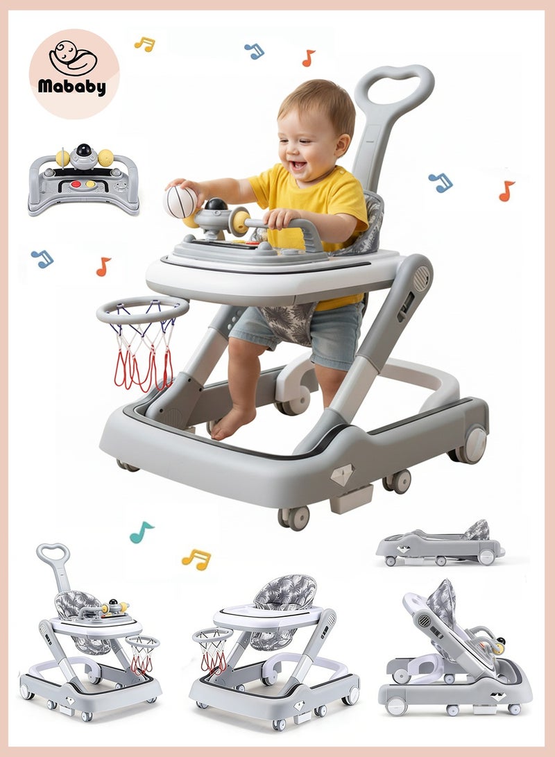 MaBaby Baby Walker,  Anti-Rollover Learning  Walker With Light, Music And Detachable Toy Tray, Push Walker(Suitablle 7-18Months), Can Sit and Push - Image 1