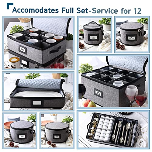 STORAGEBUD China Storage Containers Hard Shell, 8 Piece Flatware & Utensil with Mug Storage, Wine Glass 4 Dish Platter Case, Padded Dinnerware Containers, (sb-hds-09) - Image 3