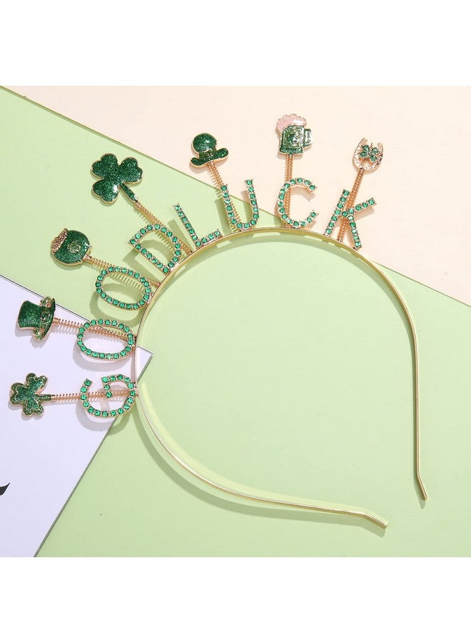 فالين عصابة رأس من PHALIN لعيد القديس باتريك للنساء، مصنوعة من المينا اللامع، وربطة شعر على شكل نبات الشامروك، وحرف الحظ السعيد، وإكسسوارات شعر لحفلات عيد القديس باتريك (حظ سعيد) - Image 4