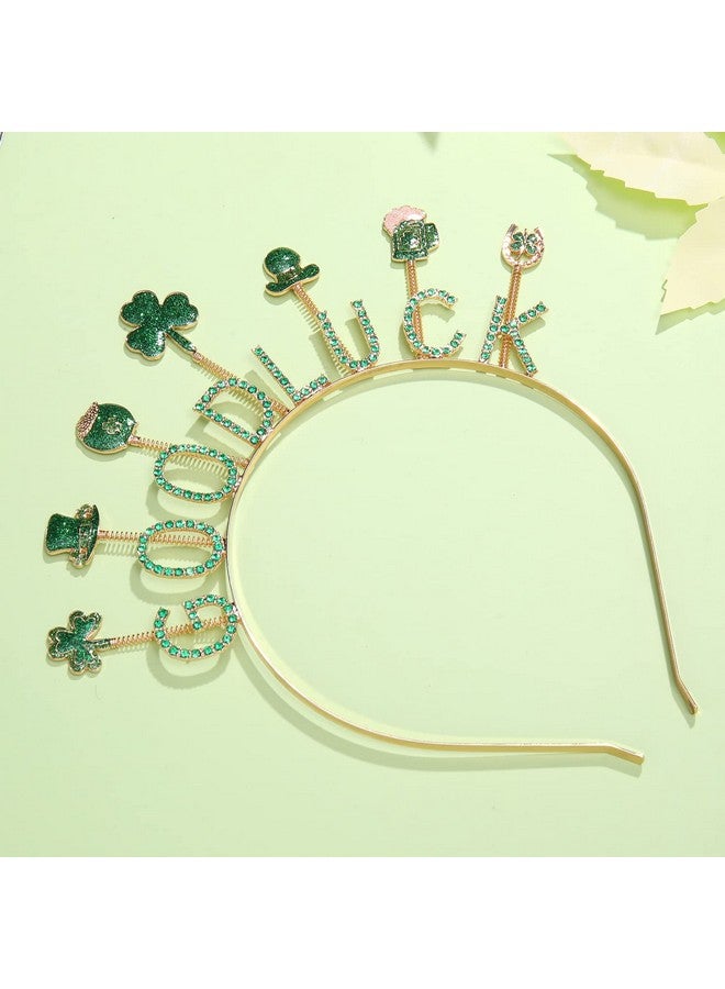 فالين عصابة رأس من PHALIN لعيد القديس باتريك للنساء، مصنوعة من المينا اللامع، وربطة شعر على شكل نبات الشامروك، وحرف الحظ السعيد، وإكسسوارات شعر لحفلات عيد القديس باتريك (حظ سعيد) - Image 5