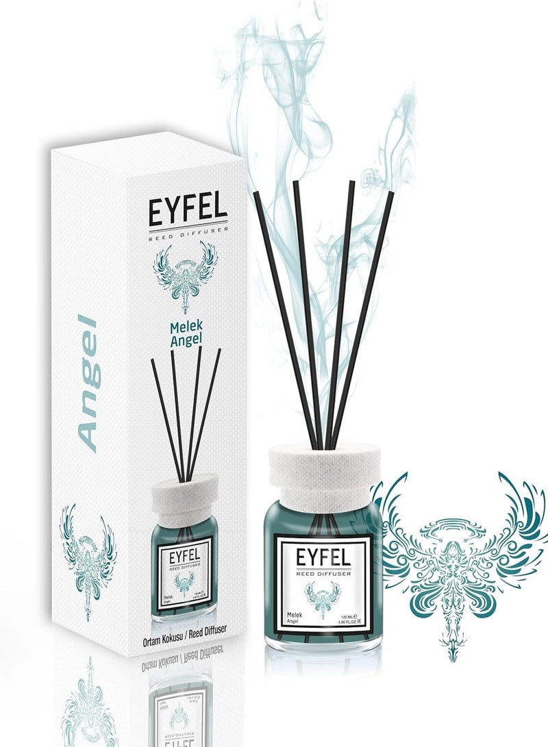 EYFEL EYFEL Reed Diffuser ANGEL Scent – Long Lasting Room Fragrance Oil | Air Freshener for Home, Office & Bathroom – Elegant Glass Bottle with Sticks – 120ml - Image 1