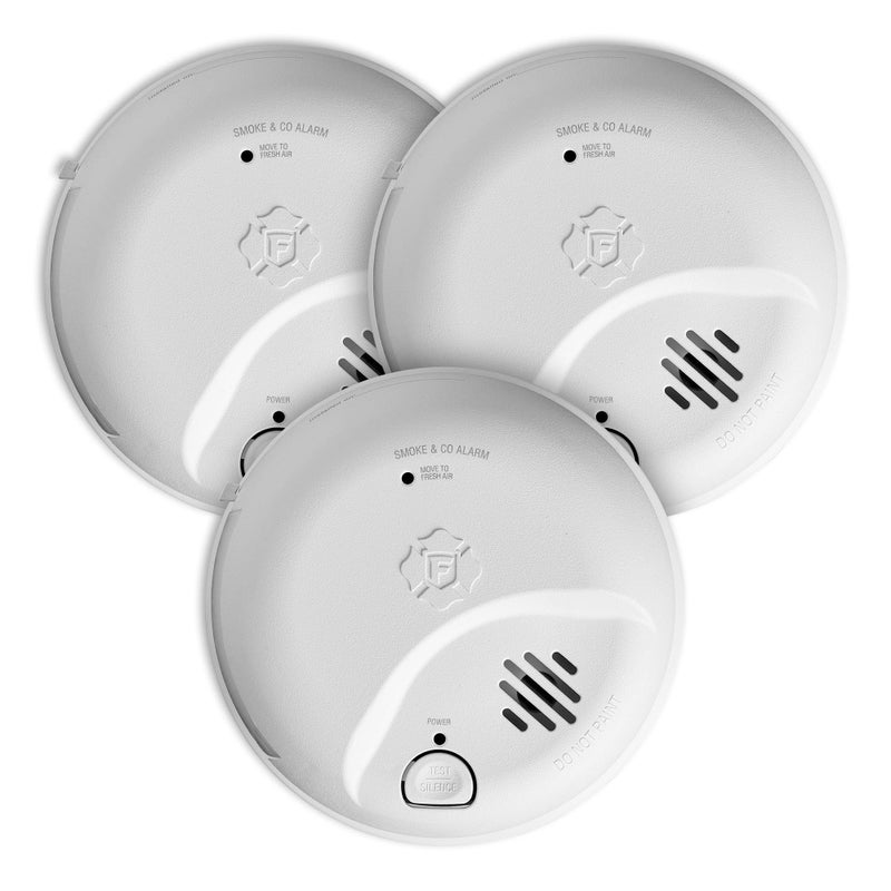 First Alert SMICO100AC Interconnect Hardwire Combination Smoke Carbon Monoxide Alarm with Battery Backup 3 Pack
