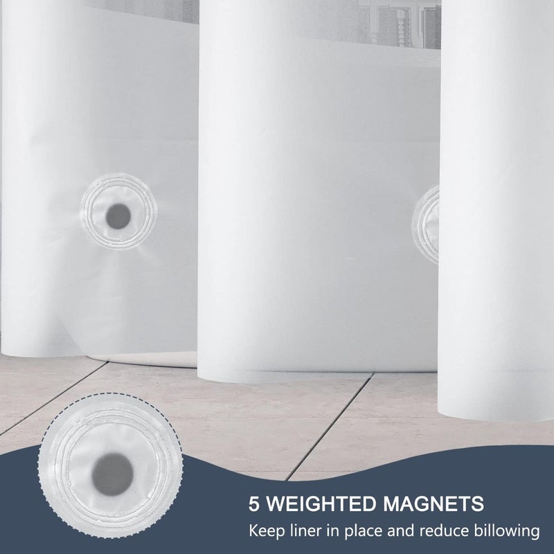 EurCross Shower Curtain Liner Extra Long 82 inch Length with 5 Bottom Magnets,Frosted PEVA Plastic Shower Curtain Liner, Waterproof Opaque Shower Liner No Smells with Metal Grommets,72 x 82 inch - Image 4