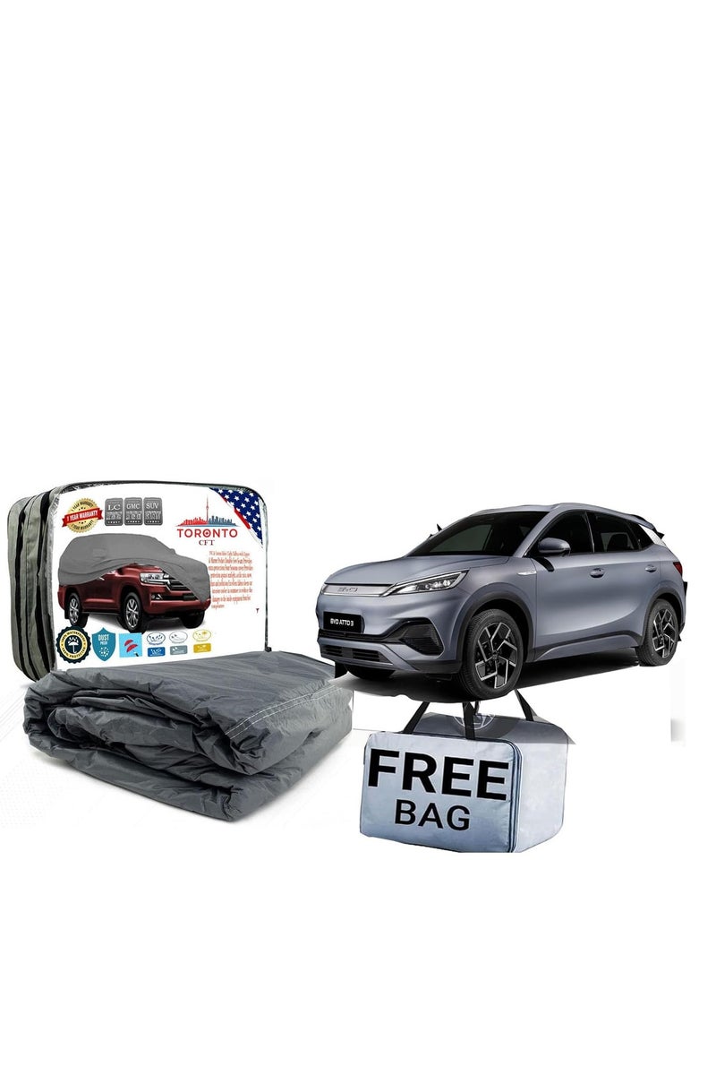 TORONTO Car Body Cover for BYD Song Plus & BYD Atto 3 – All-Weather Protection, Waterproof, UV-Resistant, Dustproof & Windproof – Indoor/Outdoor Use with Mirror Pockets & Storage Bag, Custom Fit - Image 1