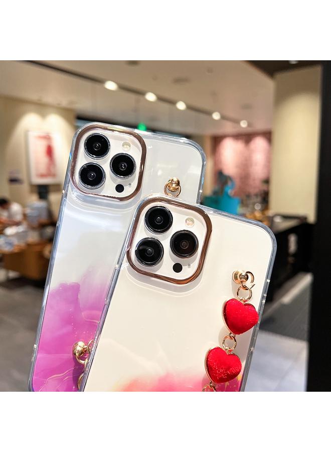 S-TOP Case For iPhone 14 Plus Gold Halo Marble Pattern Case with Bracelet - Image 5