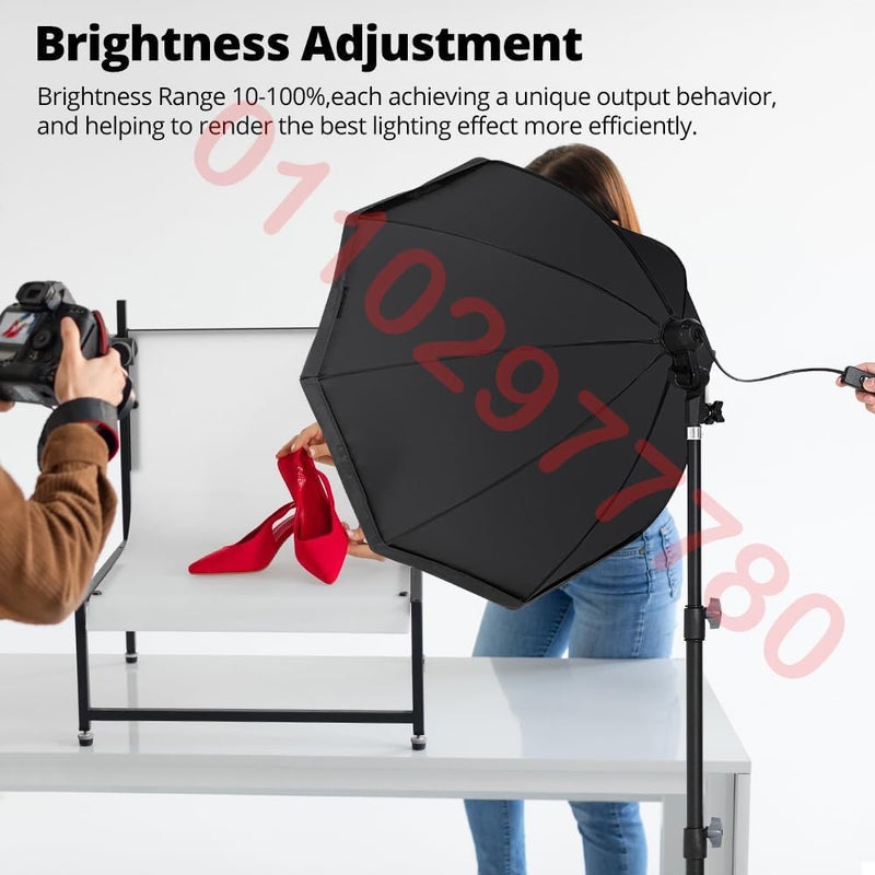 El Madawy Stores Softbox Lighting Kit AL-50 Continuous Photography Lighting Kit with 65cm/25.59in Soft Box, 200W 3000-6500K Bi-Color LED Bulb, Photo Studio Lights Equipment (AL-50A) - Image 3