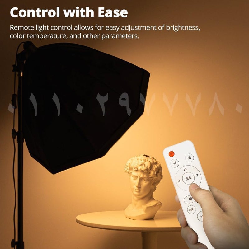 El Madawy Stores Softbox Lighting Kit AL-50 Continuous Photography Lighting Kit with 65cm/25.59in Soft Box, 200W 3000-6500K Bi-Color LED Bulb, Photo Studio Lights Equipment (AL-50A) - Image 4