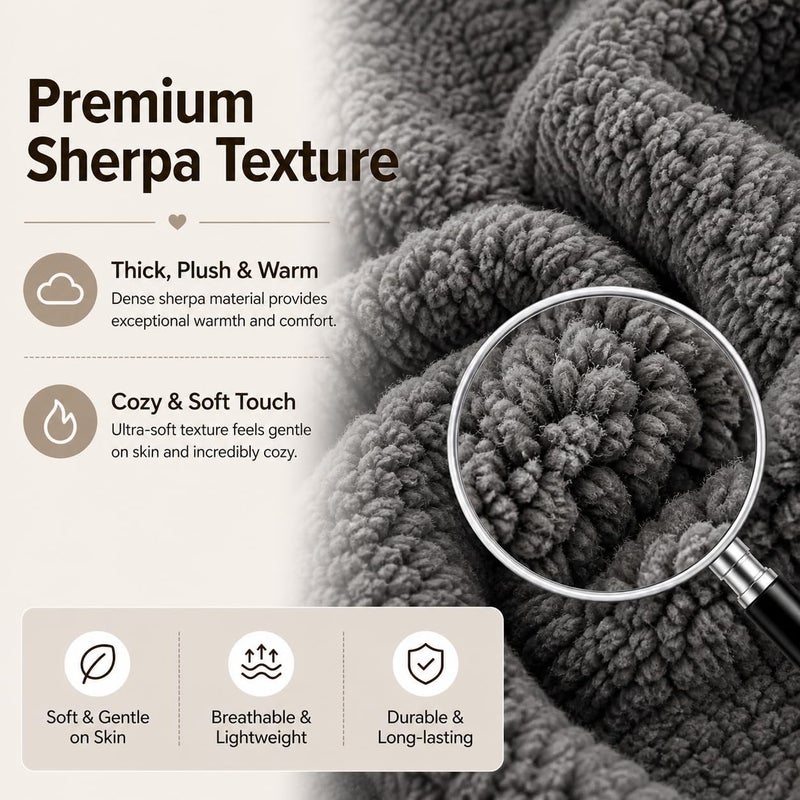 Reafort Sherpa Euro Sham Pillow Cover 26x26 Inch, Ultra Soft Plush Fluffy Decorative Throw Pillow Case with Hidden Zipper, Cozy Cushion Cover for Bed Couch Sofa (Charcoal Grey, 26"x26" Euro Sham) - Image 3