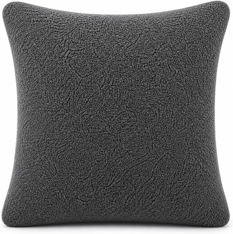 Reafort Sherpa Euro Sham Pillow Cover 26x26 Inch, Ultra Soft Plush Fluffy Decorative Throw Pillow Case with Hidden Zipper, Cozy Cushion Cover for Bed Couch Sofa (Charcoal Grey, 26"x26" Euro Sham) - Image 1