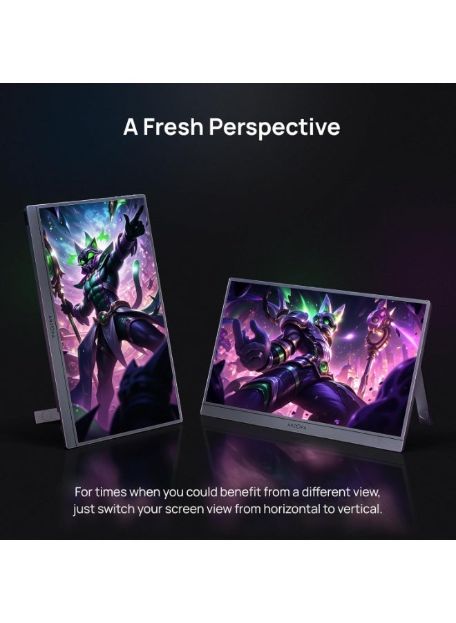 ARZOPA 16.1 Inch Portable Gaming Monitor Z1FC with sleeve, 144Hz FHD 1080P Ultra Slim External Display with HDR, 106% sRGB, Eye Care, Kickstand Second Screen for Laptop, PC, MacBook, Xbox, PS5 - Image 5