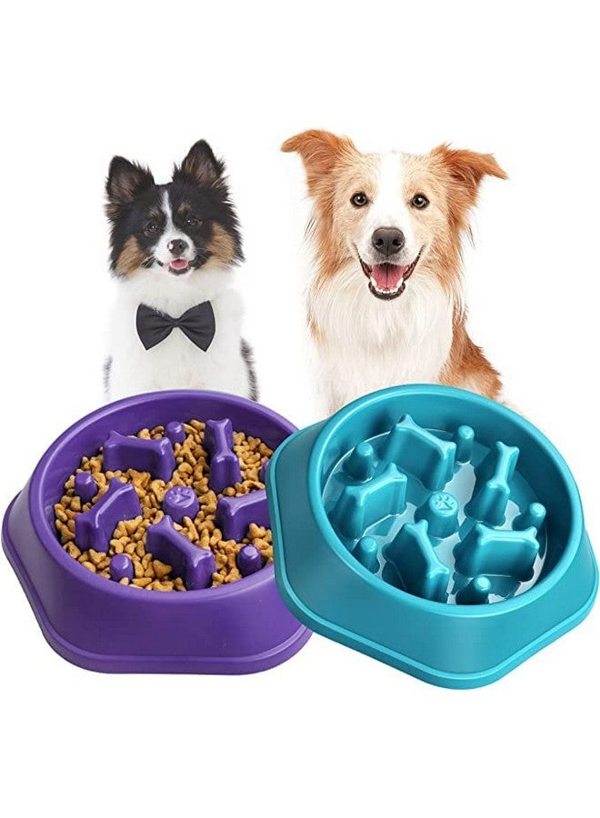 Anti-Chocking Slow Feeding Dog Bowl, Interactive Bloat Stop Bowl Dishes Non-Slide Dog Lick Treat Bowl | Dog Puzzle Bowl (Lake Blue And Purple) - Pack Of 1 - Image 1